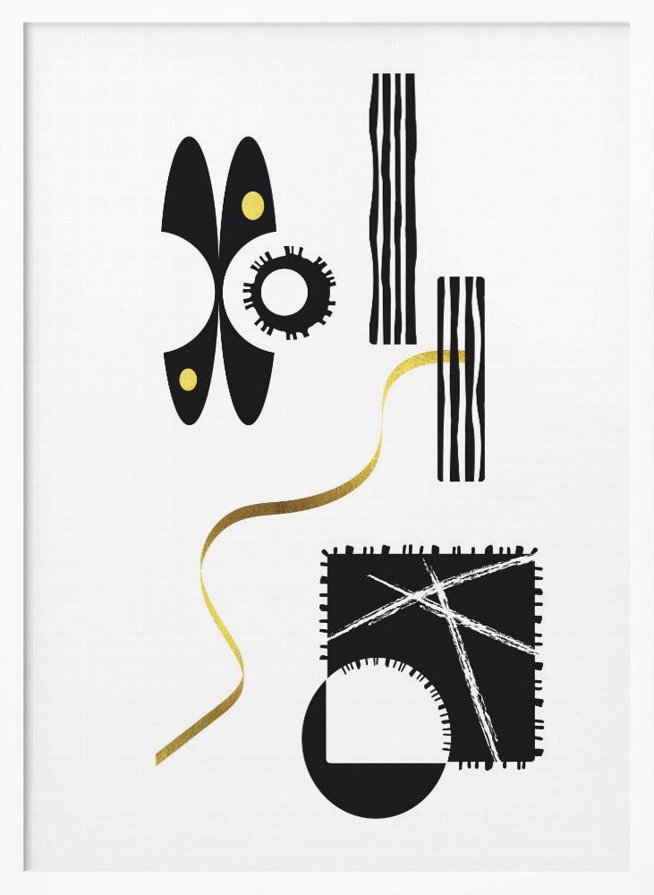 Black & White Abstract No. 3 | gold Poster